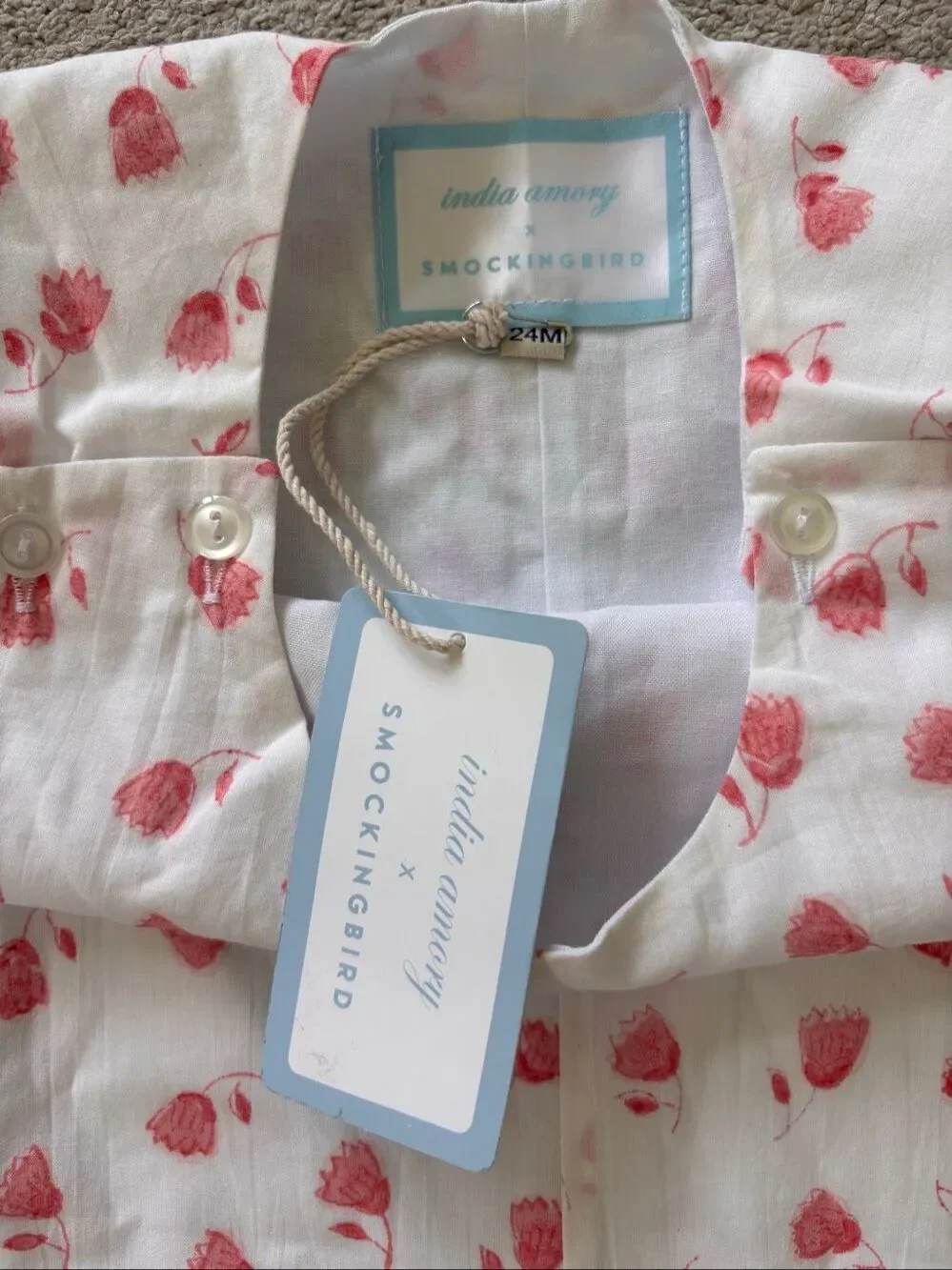 NWT India Amory Toddler Pink Floral Short Romper, Sz 24mon, $105 C9